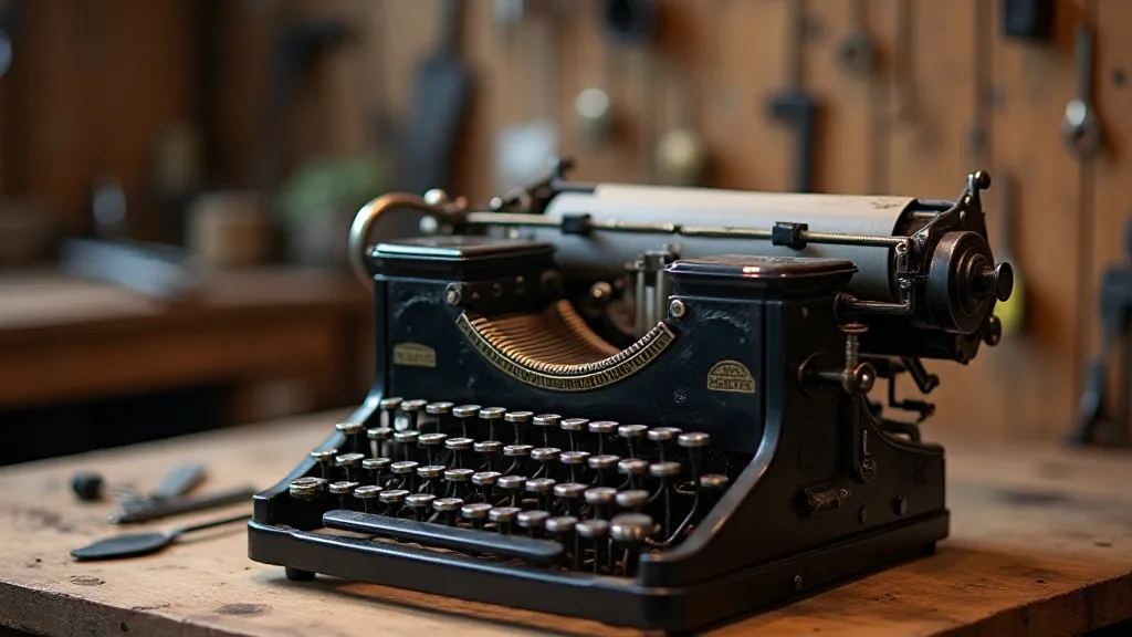 Vintage typewriter on a workbench