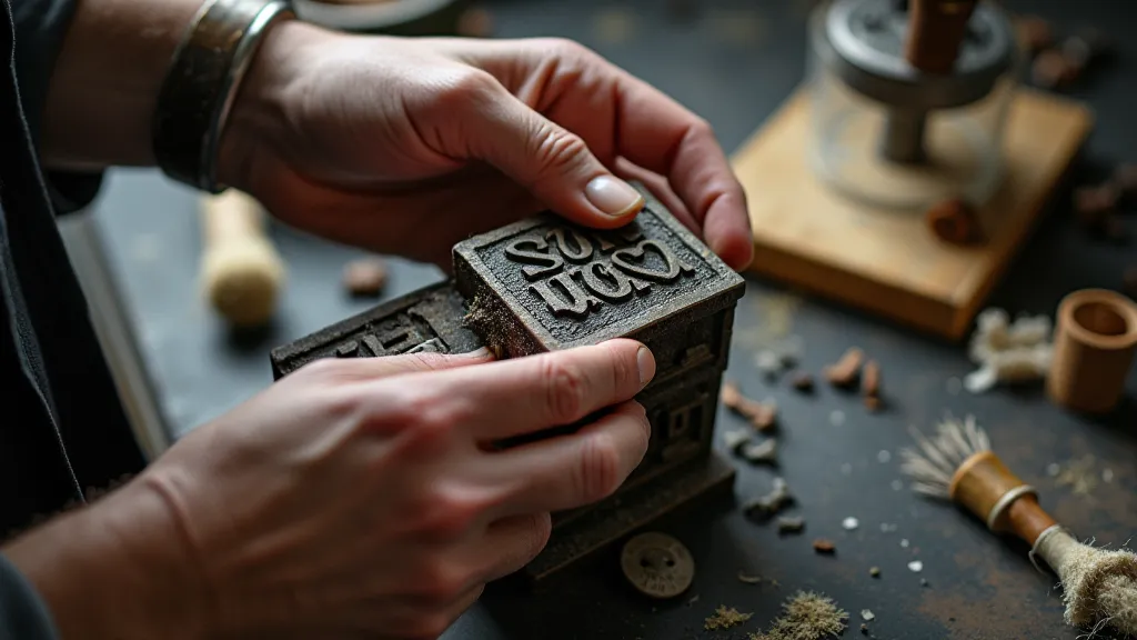 Craftsman cleaning a typewriter font block