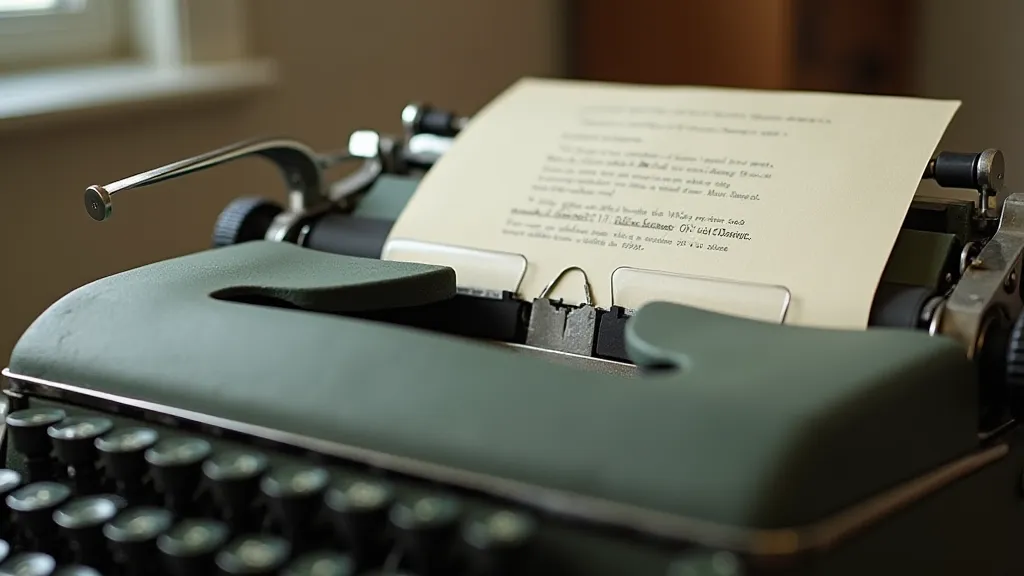 An Underwood typewriter in use, typing a page